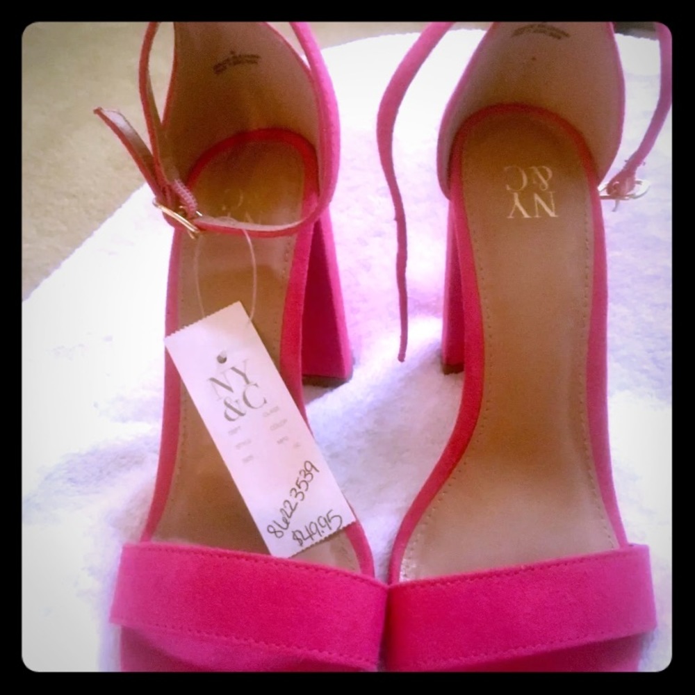 Pink Suede Sandals 3 inch heels size 6M